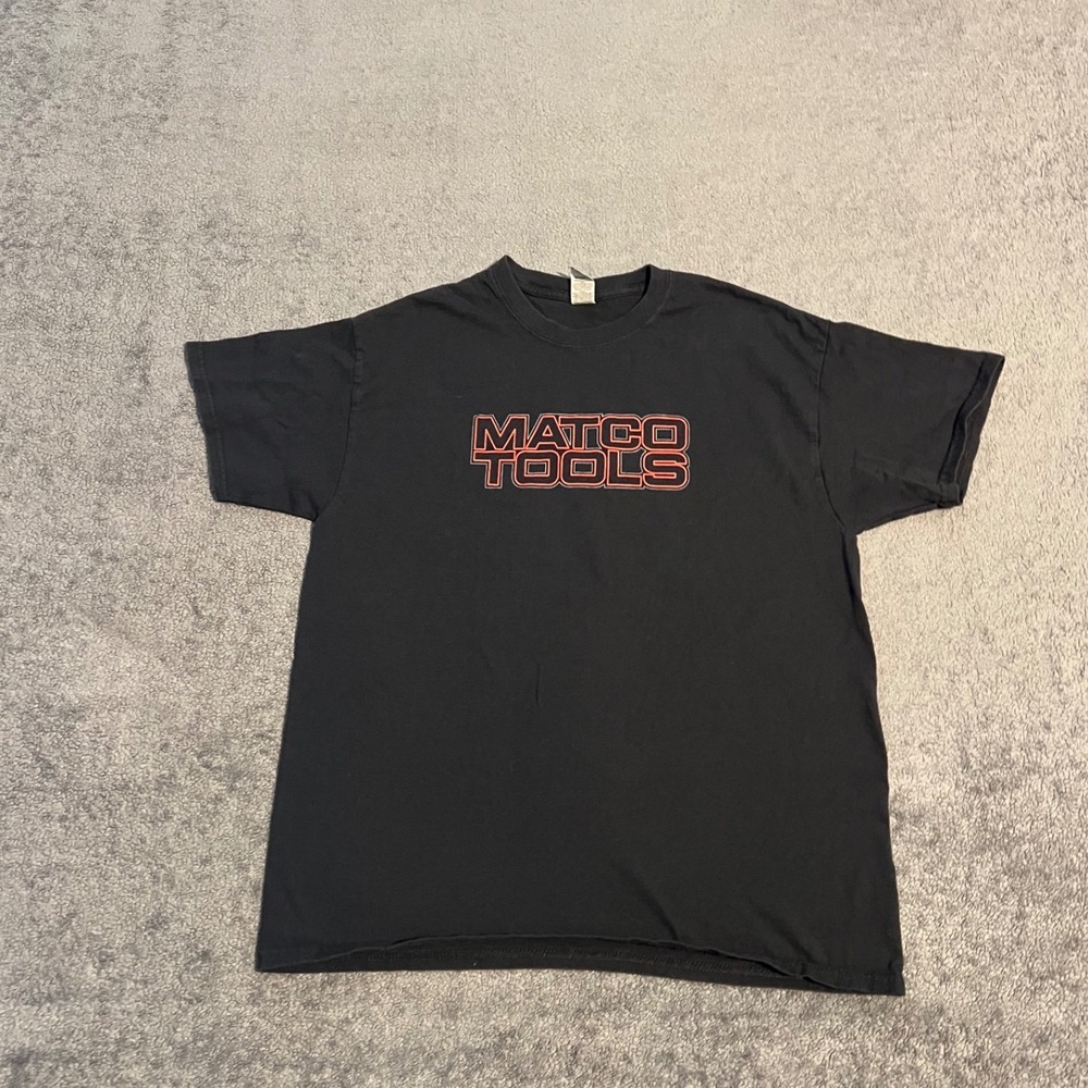 Y2K Matco Tools Mens Graphic Shirt Black Short Sleeve Engine Blower Logo Large